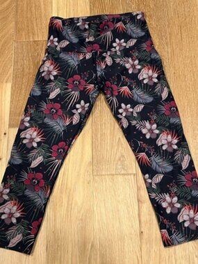 navy floral leggings with hidden and pull string inside